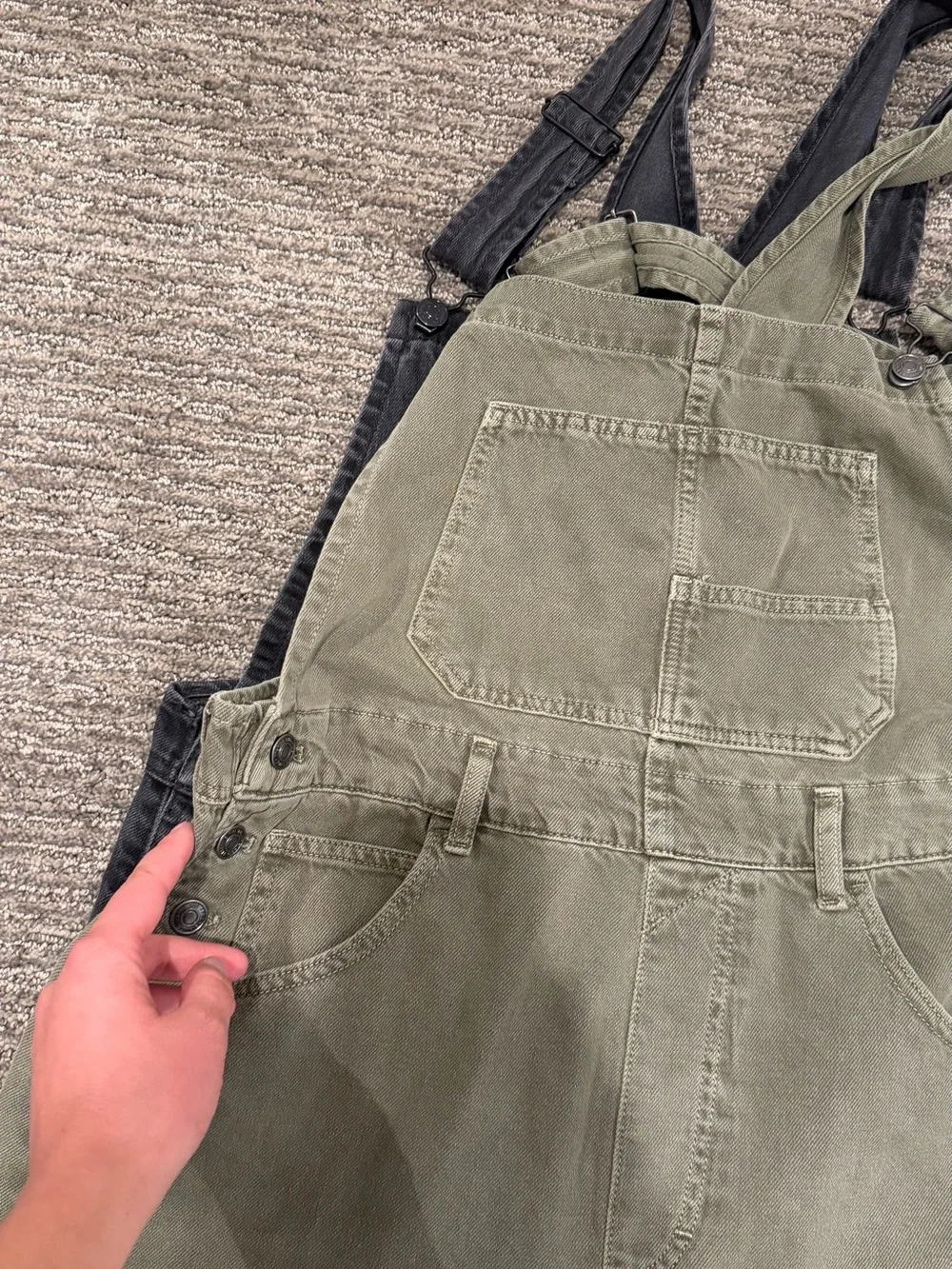 Free People Ziggy Denim Overalls in Army Green